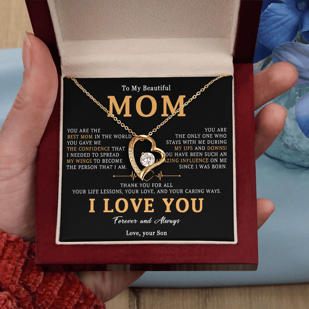 516C To My Beautiful Mom Necklace, Mom Gift, Mom Birthday Gift from Son, Love Gifts