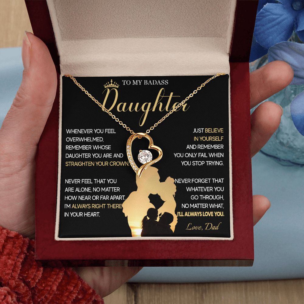 515C To My Badass Daughter Necklace, Birthday Gift For Daughter From Dad, Christmas