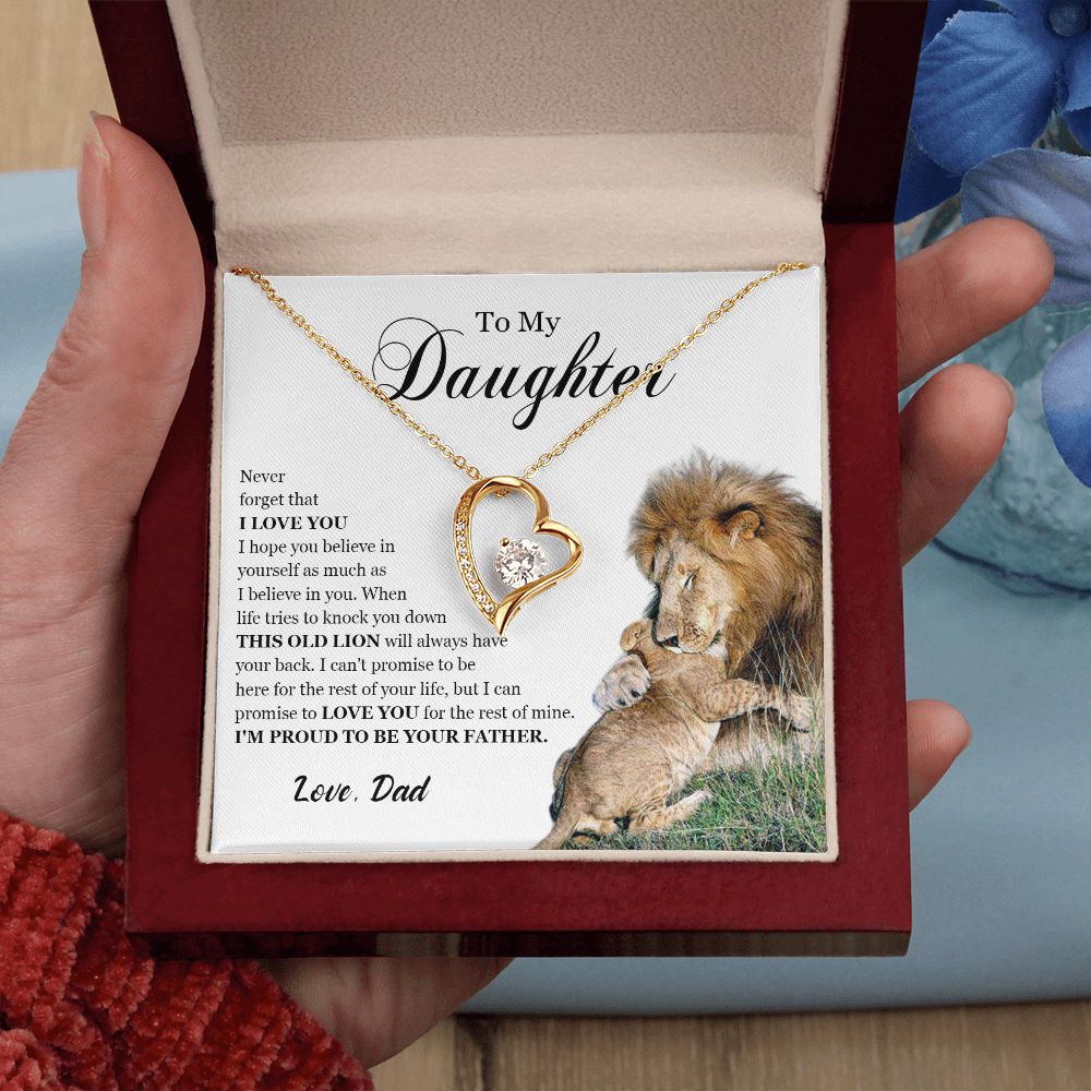 461C To My Daughter Necklace, Gift For Daughter From Dad, Daughter Father Lion Gift