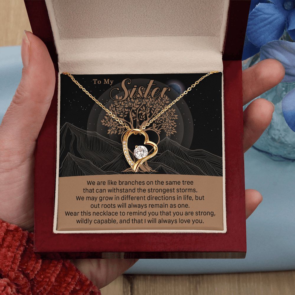 547C To My Sister, Strong Roots Heart Pendant Necklace Gift for Sister Birthday, Xmas