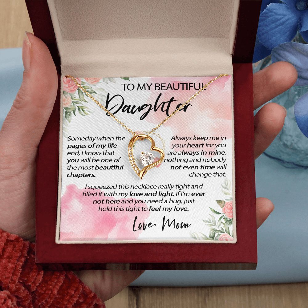 34C To My Beautiful Daughter A Wonderful Daughter Love Knot Necklace, Gift From Mom