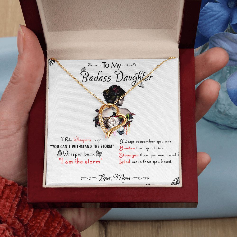 53C To My Badass Daughter, Badass Daughter Necklace From Mom, Birthday Gift