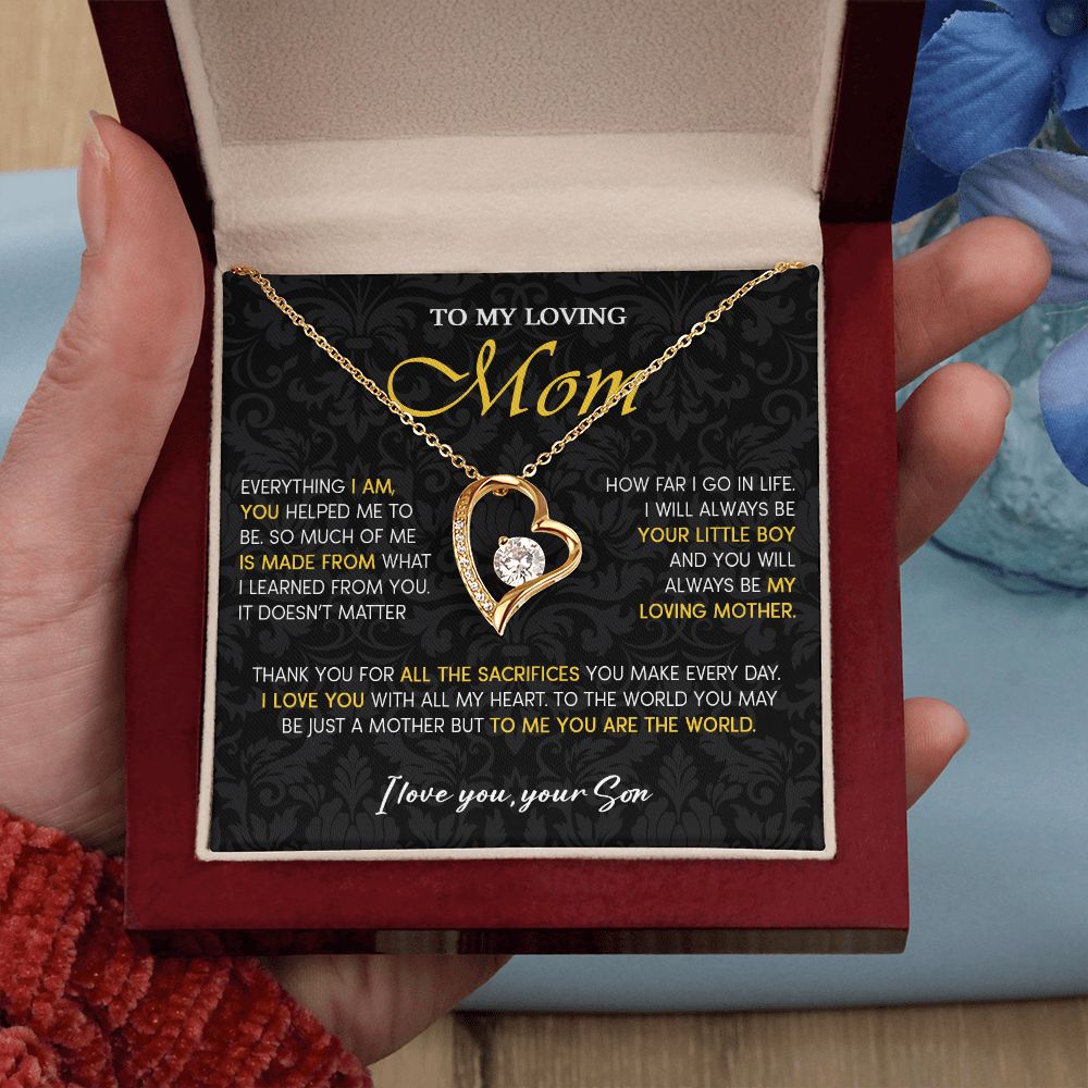 441C To My Loving Mom Necklace, Gift for Mom from Son, Mom Birthday Gifts Necklace