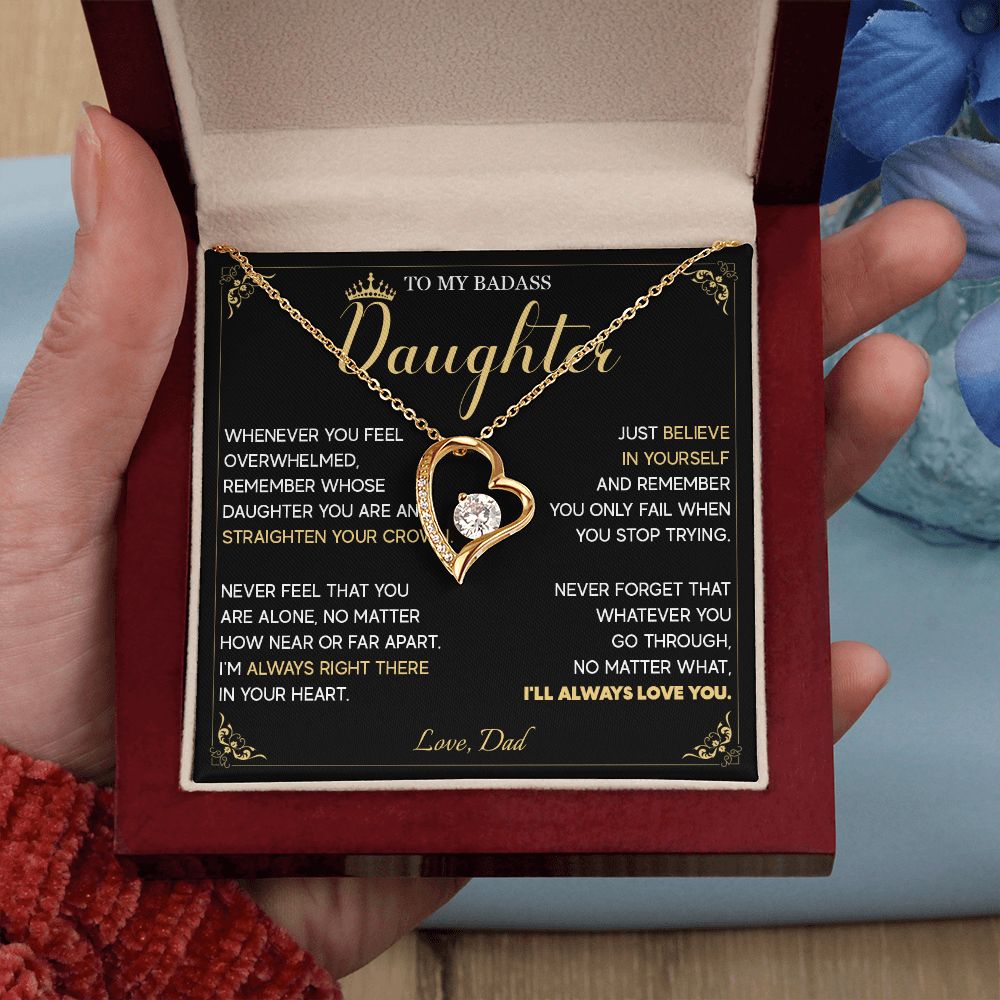 513C To My Badass Daughter Crown Necklace, Birthday Gift For Badass Daughter From Dad