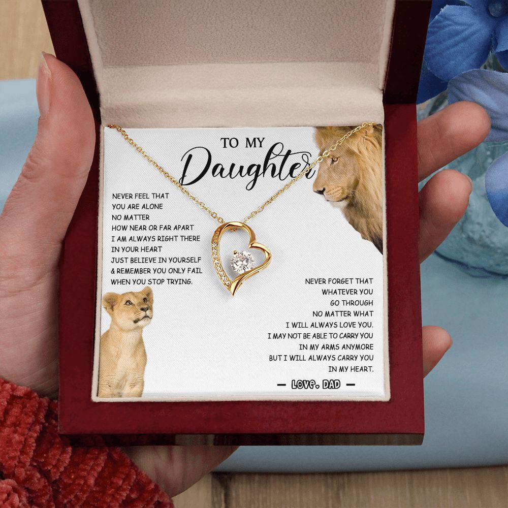 476C To My Daughter Necklace Father to Daughter Birthday Christmas Gift from Lion Dad