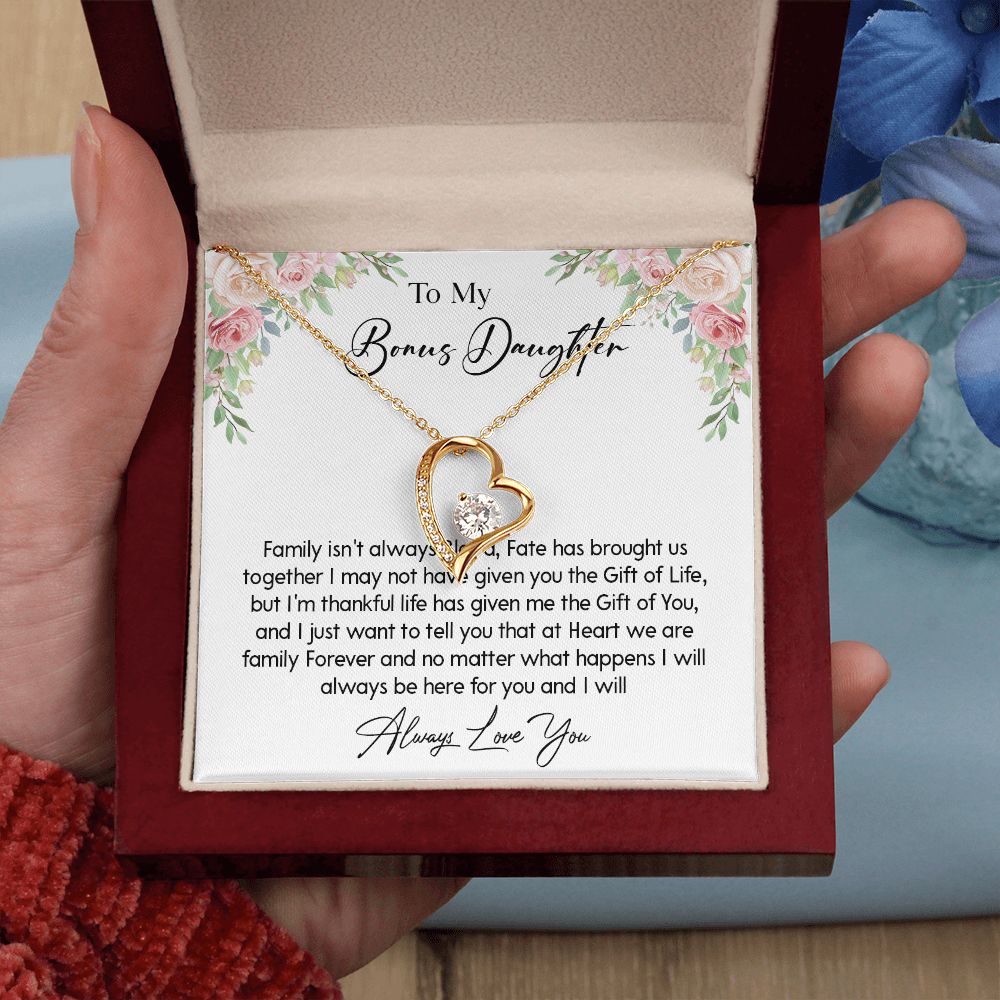 466C To My Bonus Daughter Necklace, Gift For Daughter, Birthday Graduation Christmas