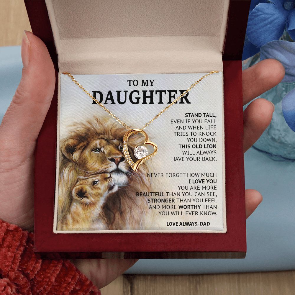 499C To My Daughter Necklace, Xmas Gift For Daughter From Dad, Daughter Father Lion