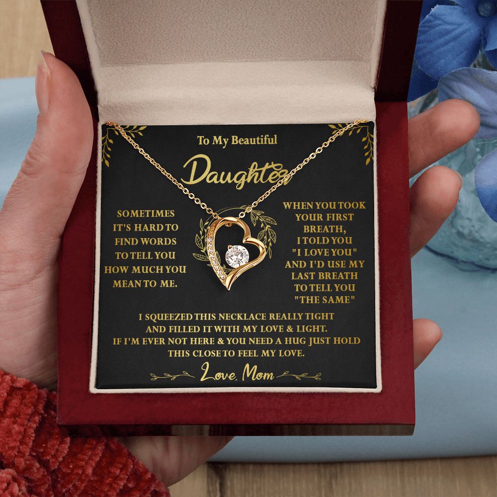 118C To My Beautiful Daughter Necklace,Gift For Daughter From Mom, Xmas Birthday Gift