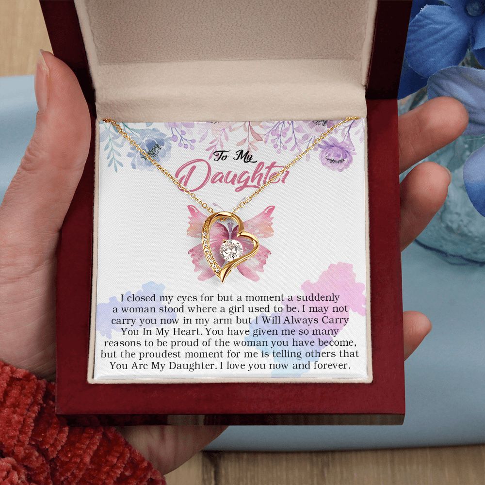 24C Butterfly To My Daughter Necklace, Gift Birthday, Holiday, Daughter Necklace