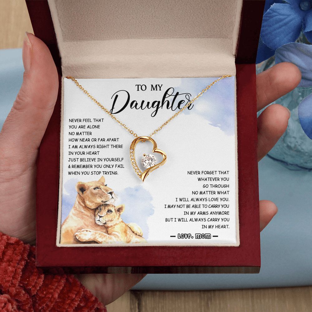 478C To My Daughter Necklace Mother to Daughter Birthday Christmas Gift from Lion Mom