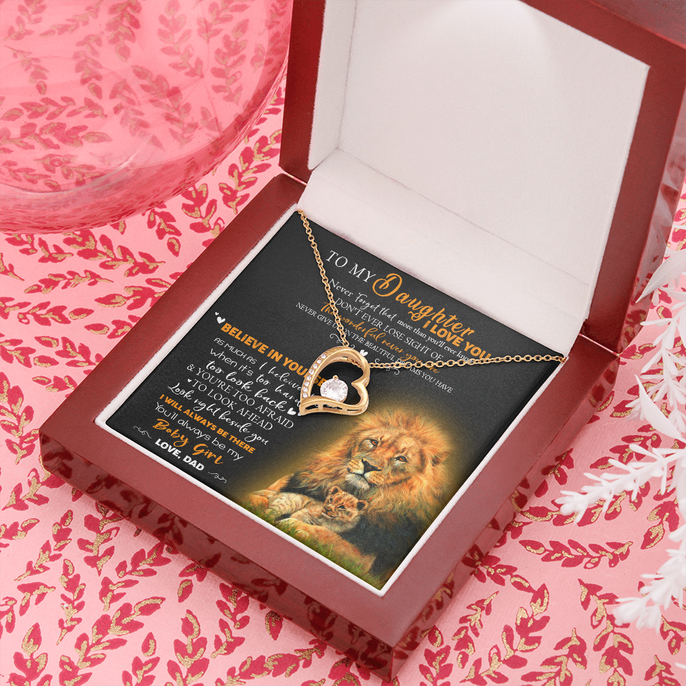 8C To My Daughter Necklace, Gift for Her/Women, Love You Daughter Lion Dad Necklace