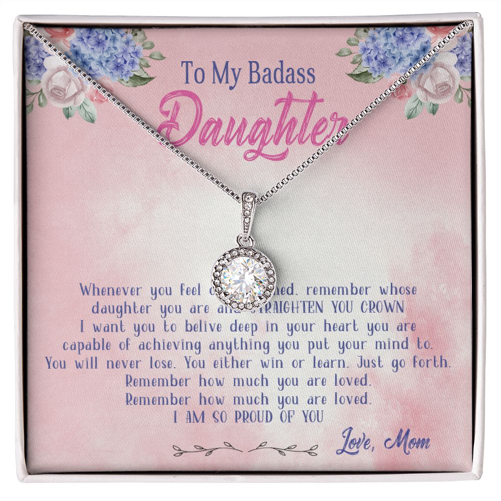 47E To My Badass Daughter Necklace From Mom, Badass Daughter Necklace Birthday