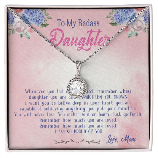47E To My Badass Daughter Necklace From Mom, Badass Daughter Necklace Birthday