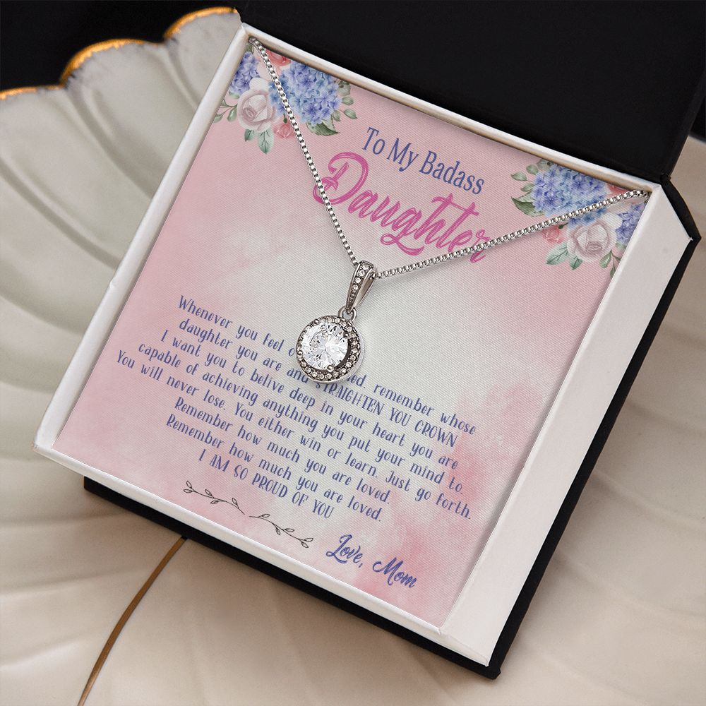 47E To My Badass Daughter Necklace From Mom, Badass Daughter Necklace Birthday