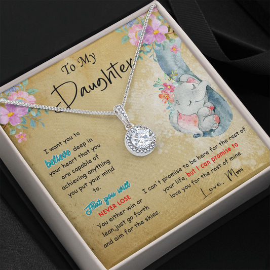 139E To My Daughter Necklace, Perfect Gift for Daughter From Elephant Mom, I Love You
