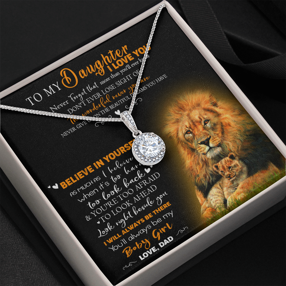 8E To My Daughter Necklace, Gift for Her/Women, Love You Daughter Lion Dad Necklace