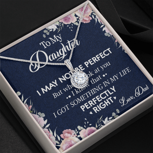 150E Necklace To My Daughter, Daughter Necklace Birthday Gift from Dad, I Love You