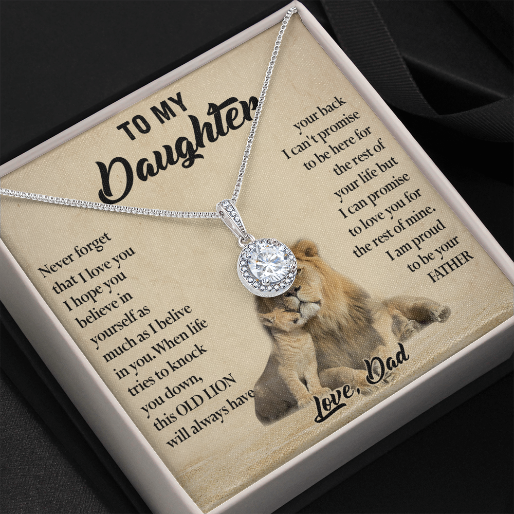 124E Necklace To My Daughter, Lion Daughter Birthday Gift from Lion Dad Necklace