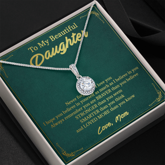 146E Necklace To My Beautiful Daughter, Perfect Gift for Daughter, I Love You More