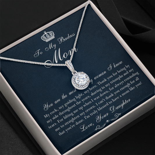 142E Necklace To My Badass Mom, Amazing Woman Necklace, I Love Mom Gift From Daughter