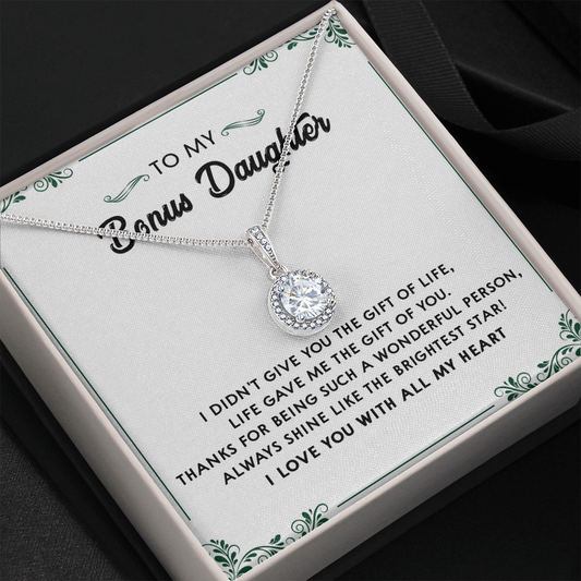 137E Perfect Gift for Bonus Daughter, Daughter Necklace, I Love You With All My Heart