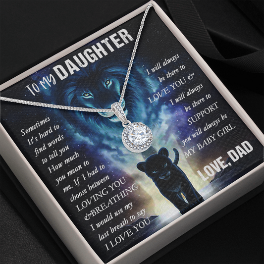 14E To my Lion Daughter Necklace, Lion Dad Gift for Daughter, My Baby Girl Necklace