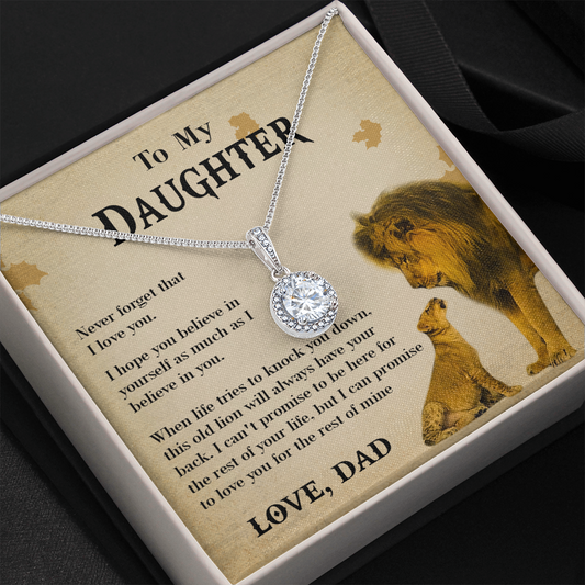 127E Necklace To My Daughter Lion, Daughter Birthday Gift, Lion Dad Necklace Gift