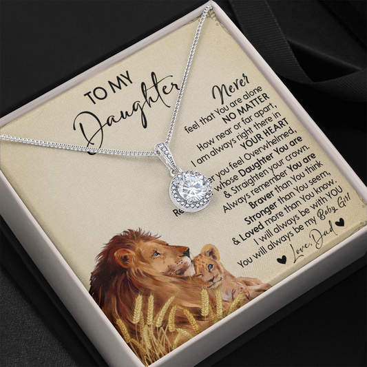 121E Necklace To My Daughter Gift From Lion Dad, You Are My Baby Girl, Birthday Gift
