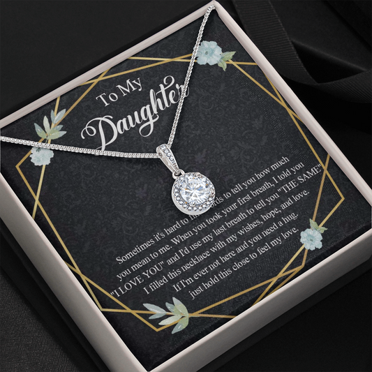1E Heart Necklace To My Daughter Birthday Gift from Dad, Mom for Beautiful Daughter