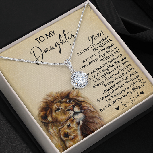 128E Necklace To My Daughter, Gift for Daughter, Birthday Gift, Lion Dad Necklace