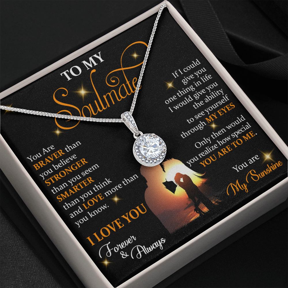 Q1E To My Soulmate Necklace, Gift For Wife Girlfriend From Husband, Love My Sunshine
