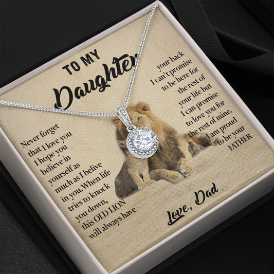 124E Necklace To My Daughter, Lion Daughter Birthday Gift from Lion Dad Necklace