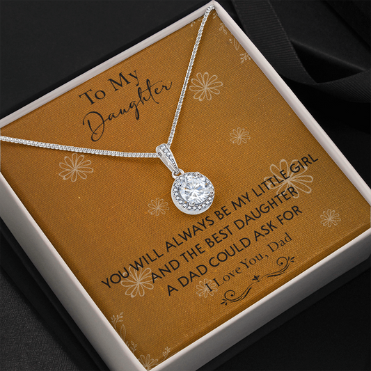 140E To My Daughter Necklace, Perfect Gift for Daughter From Dad, I Love You Always