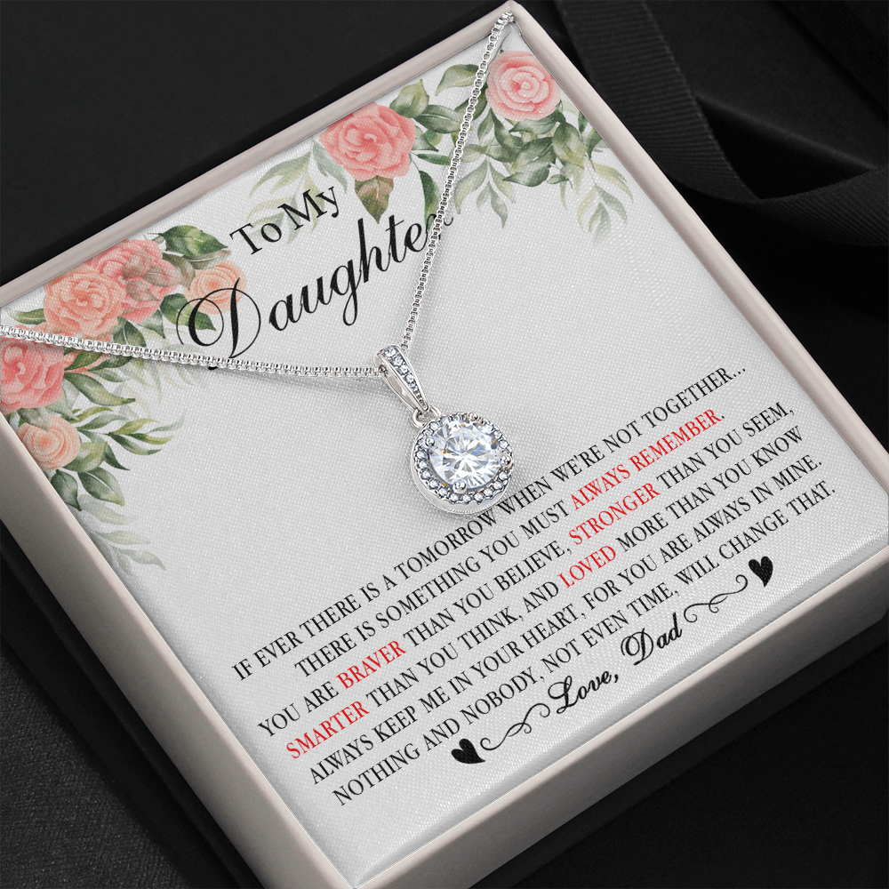 0E Heart Necklace To My Daughter Cute Birthday Gift from Dad for Beautiful Daughter