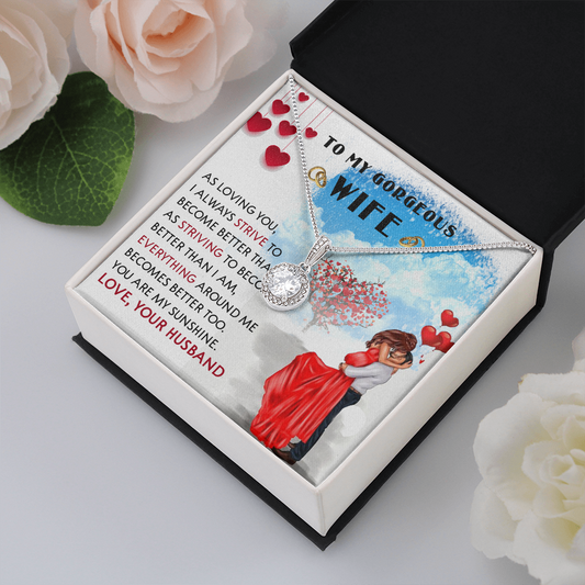 252E Necklace To My Gorgeous Wife, Love Gift for Her From Husband, Couple Necklace