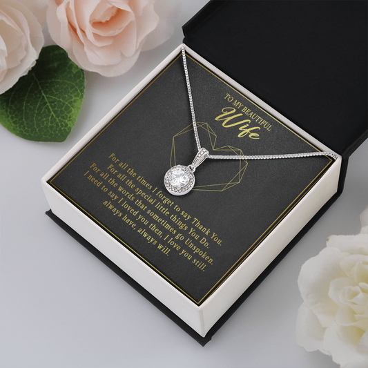 74E Necklace To Beautiful Wife, Cute Gift for Her From Husband, I LOVE YOU Forever
