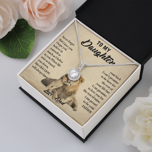 124E Necklace To My Daughter, Lion Daughter Birthday Gift from Lion Dad Necklace