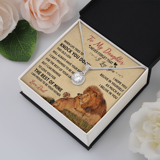 0E Necklace To My Daughter Cute Birthday Gift from Dad I LOVE YOU Lion Dad Fathers