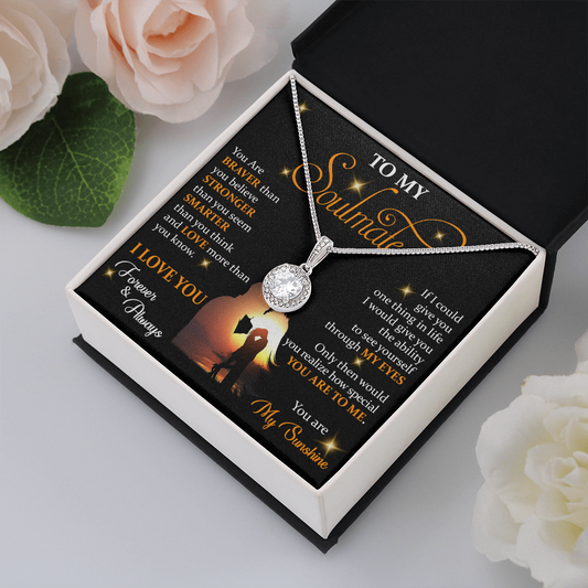 Q1E To My Soulmate Necklace, Gift For Wife Girlfriend From Husband, Love My Sunshine