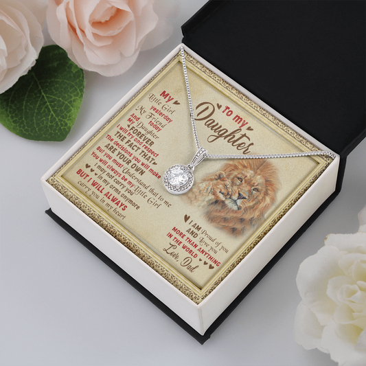 143E Necklace To My Daughter Lion, I Love Daughter Lion Dad Gift, Perfect Birth Gift