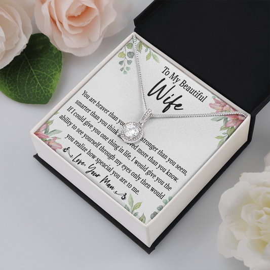 65E Love Gift To My Beautiful Wife, Women Necklace for Her, Birthday from Husband