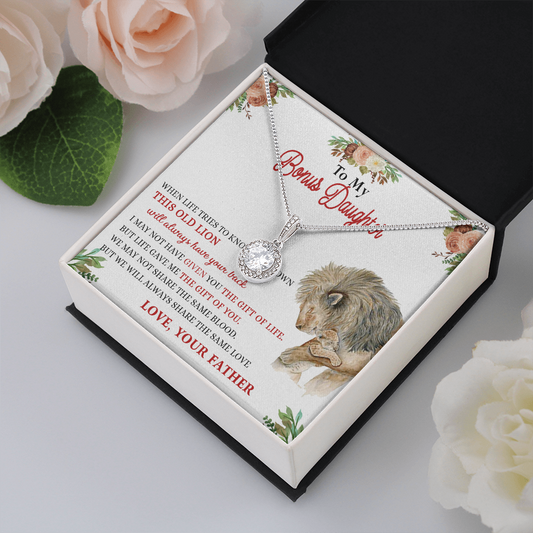 148E Necklace To My Bonus Daughter, Daughter Necklace Birthday Gift from Lion Father