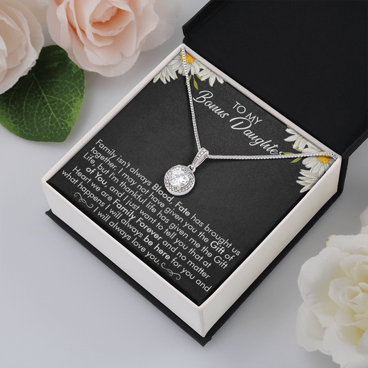 16E Necklace To My Bonus Daughter, Necklace Gift for Daughter/Her, Gift From Dad Mom