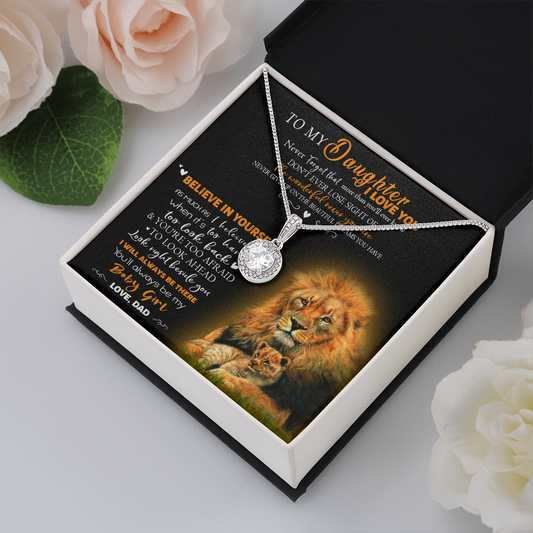 8E To My Daughter Necklace, Gift for Her/Women, Love You Daughter Lion Dad Necklace