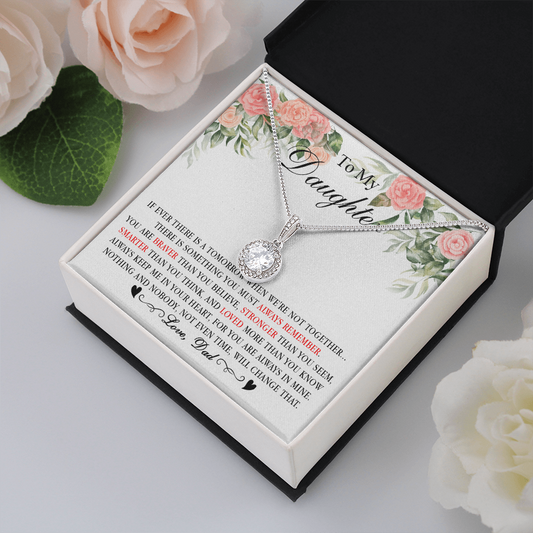 0E Heart Necklace To My Daughter Cute Birthday Gift from Dad for Beautiful Daughter