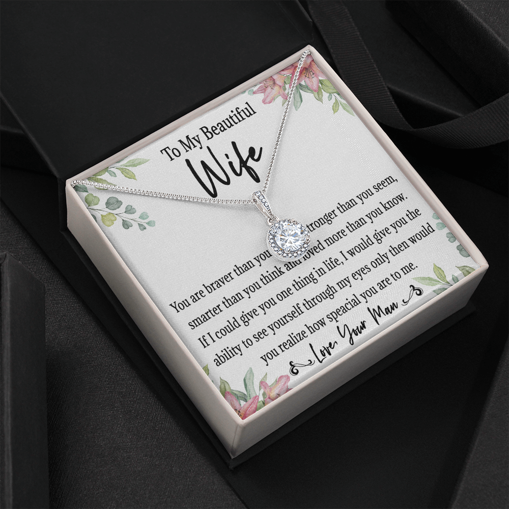 65E Love Gift To My Beautiful Wife, Women Necklace for Her, Birthday from Husband