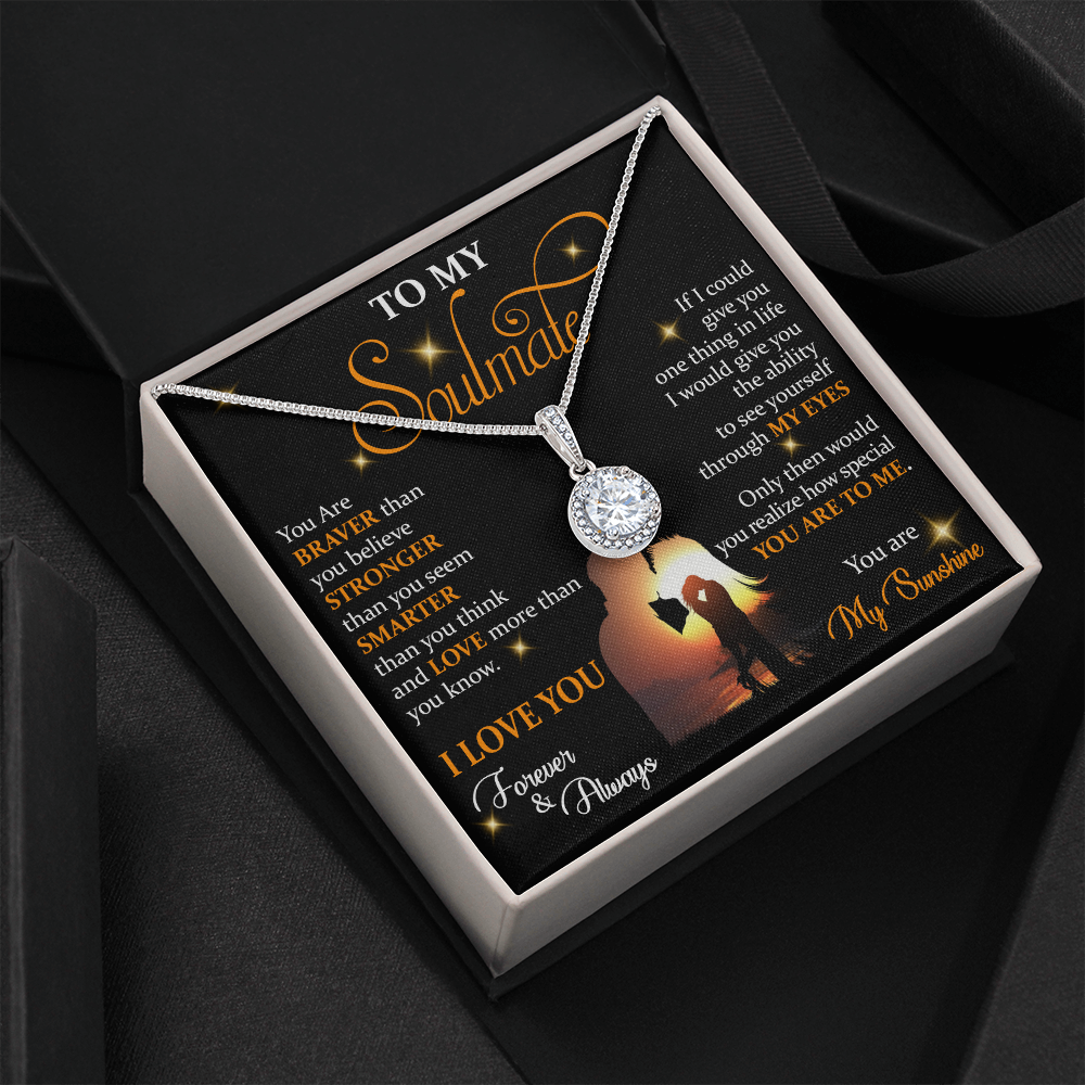 Q1E To My Soulmate Necklace, Gift For Wife Girlfriend From Husband, Love My Sunshine