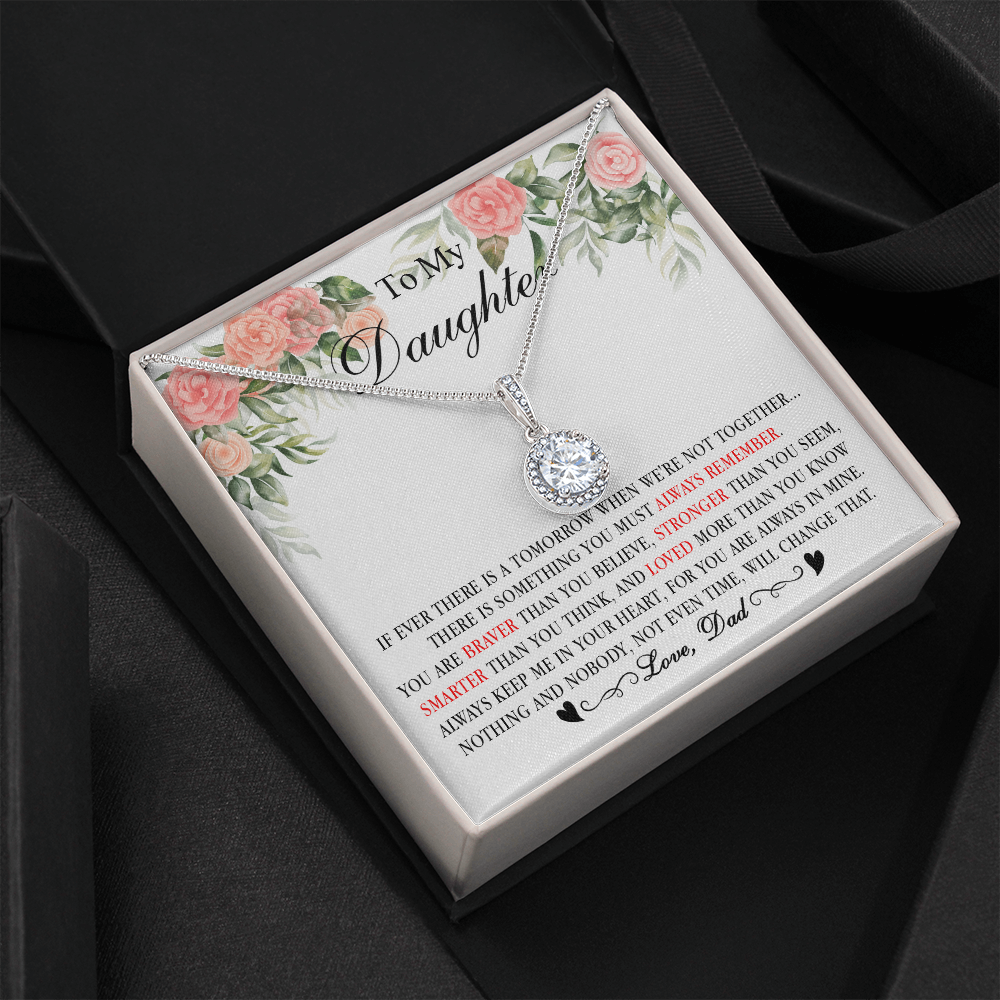 0E Heart Necklace To My Daughter Cute Birthday Gift from Dad for Beautiful Daughter