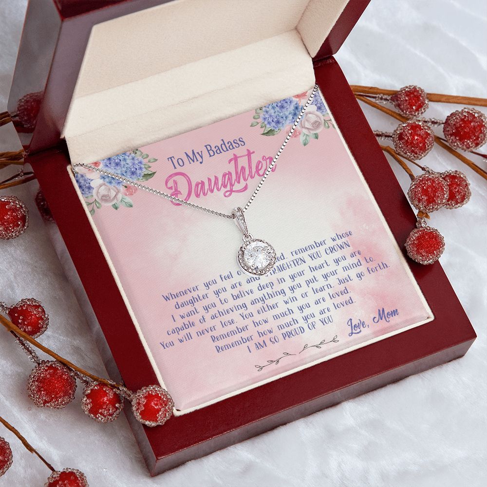 47E To My Badass Daughter Necklace From Mom, Badass Daughter Necklace Birthday