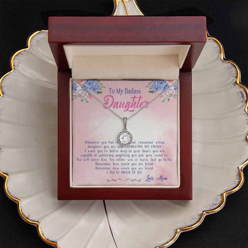 47E To My Badass Daughter Necklace From Mom, Badass Daughter Necklace Birthday